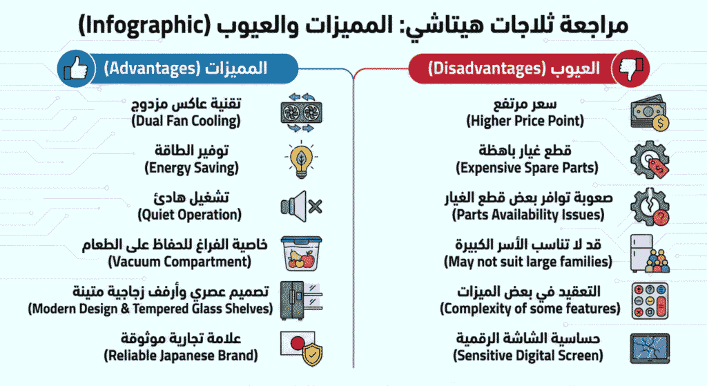 عيوب ومميزات ثلاجات هيتاشي