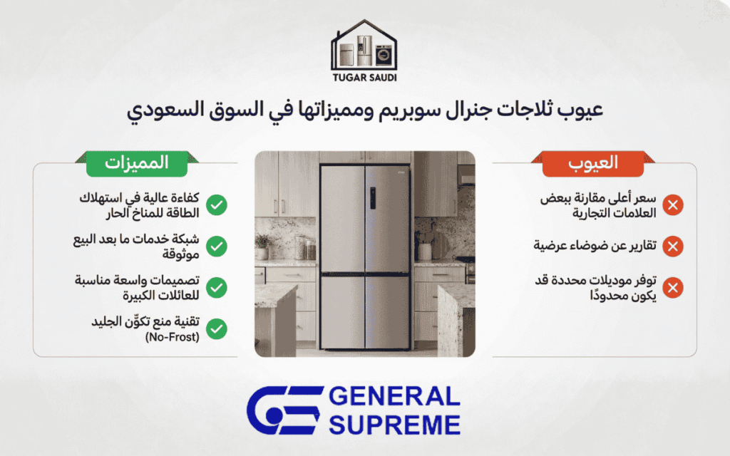 عيوب ثلاجات جنرال سوبريم ومميزاتها