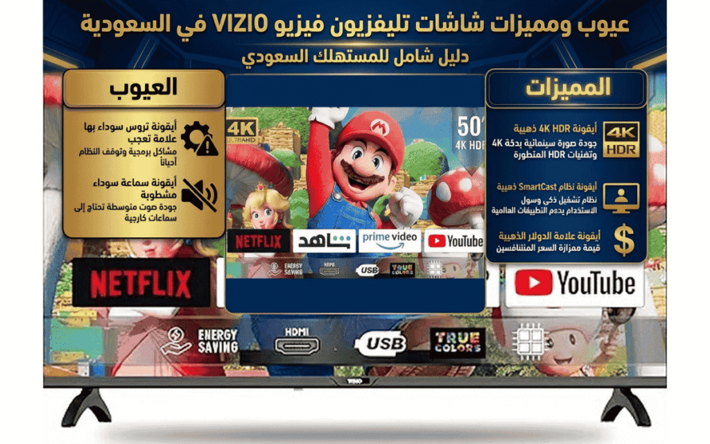عيوب ومميزات شاشات تليفزيون فيزيو في السعودية