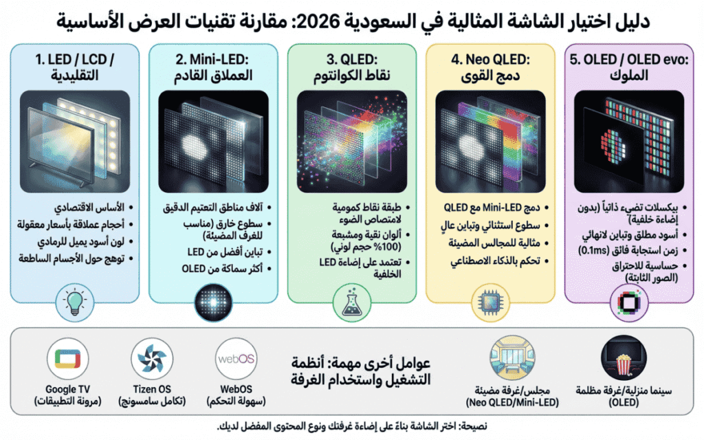 الفرق بين أنواع الشاشات