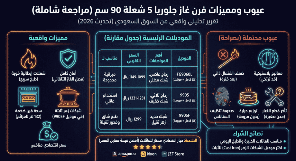 عيوب ومميزات فرن غاز جلوريا 