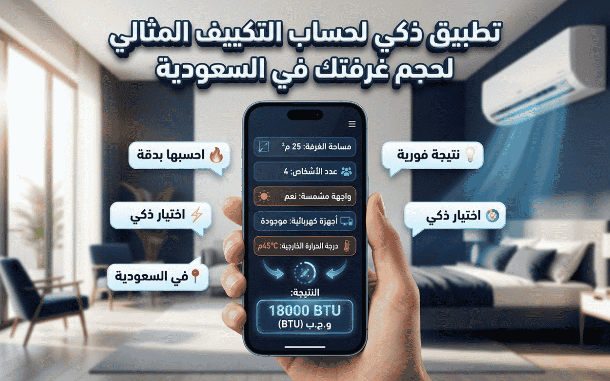 تطبيق التكييف المناسب لمساحة الغرفة